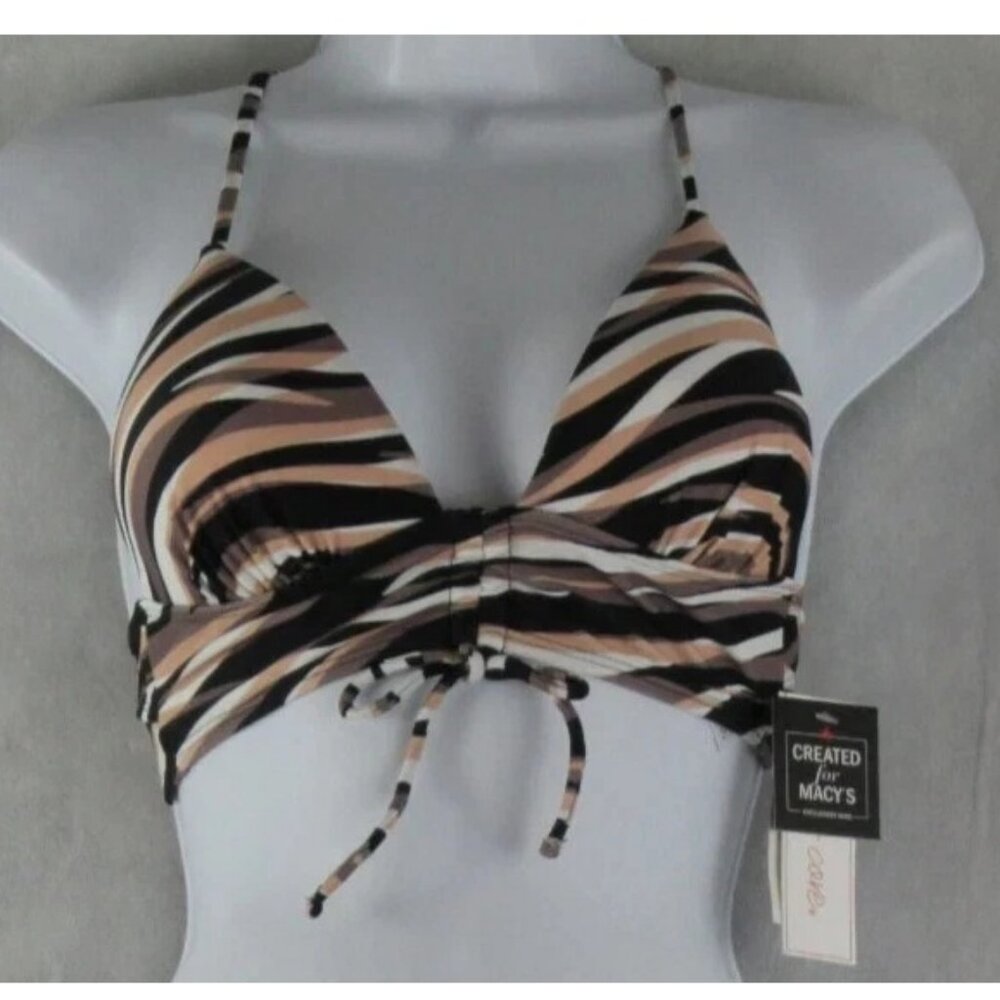 NWT Salt + Cove Juniors Strappy Bikini Top Swimsuit, Neutral Multi Stripe, XS